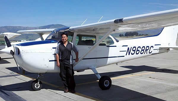 Arnold Failano earns Private Pilot license in Cessna 172 N968RC at AeroDynamic Aviation flight training school Salinas California