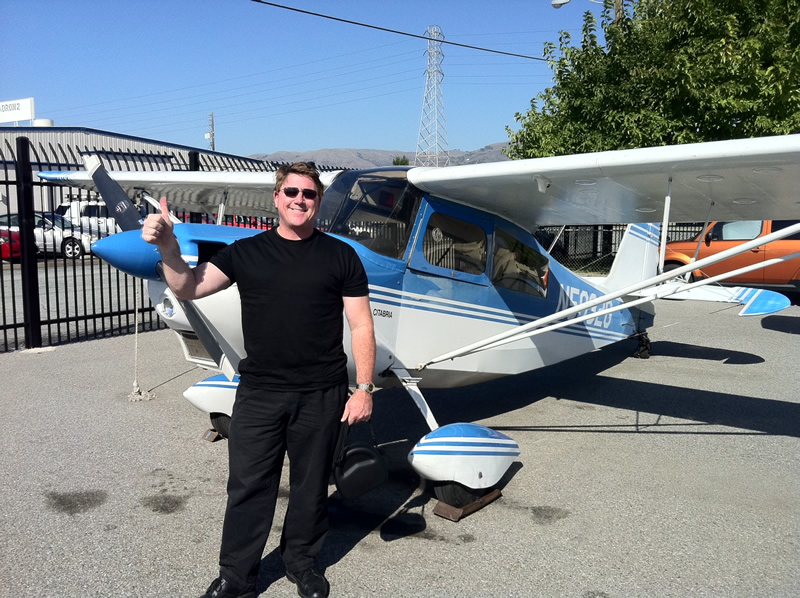 Bob earns Private Pilot certificate after flying lessons at AeroDynamic Aviation flight training school San Jose San Francisco Bay Area California