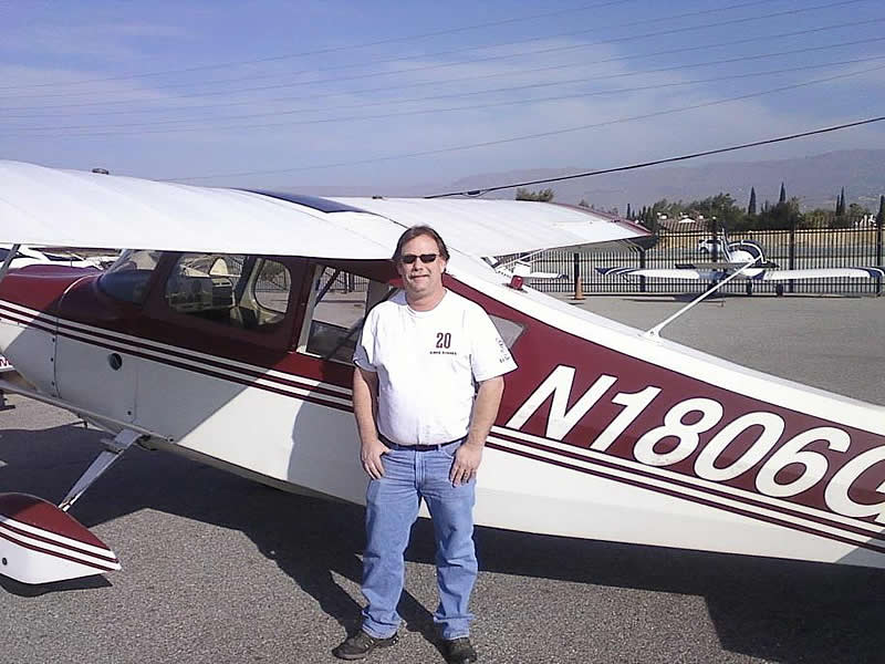 Steve Huston earns tailwheel endorsement after flying lessons at AeroDynamic Aviation flight training school San Jose Salinas San Francisco Bay Area California