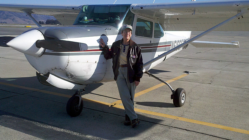 Mona Kendrick earns complex airplane endorsement in Cessna 172RG at AeroDynamic Aviation Flight Training School Salinas San Francisco Bay Area California