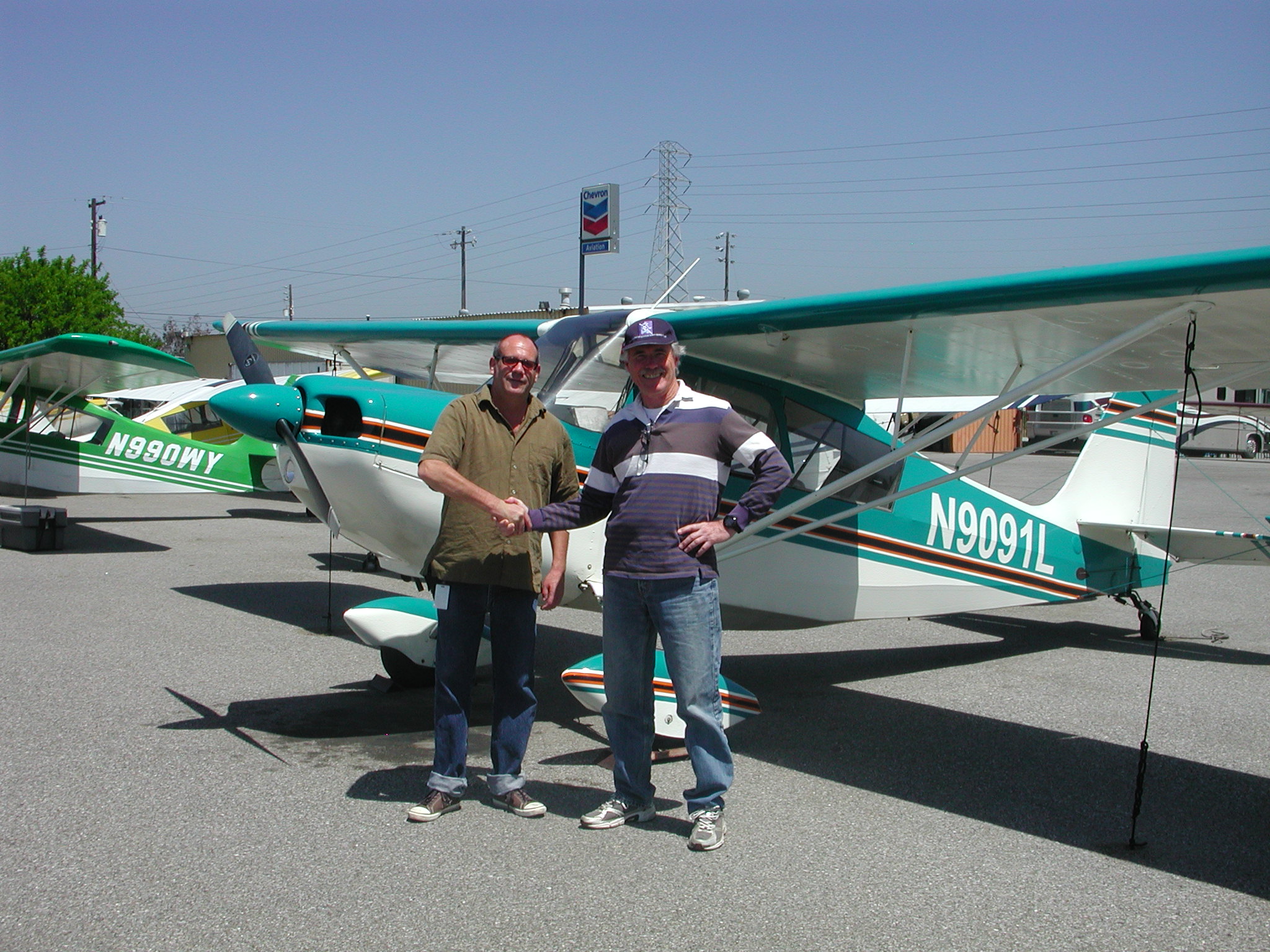Tom Besemer solos Citabria N9091L at AeroDynamic Aviation at Reid Hillview Airport in San Jose, CA