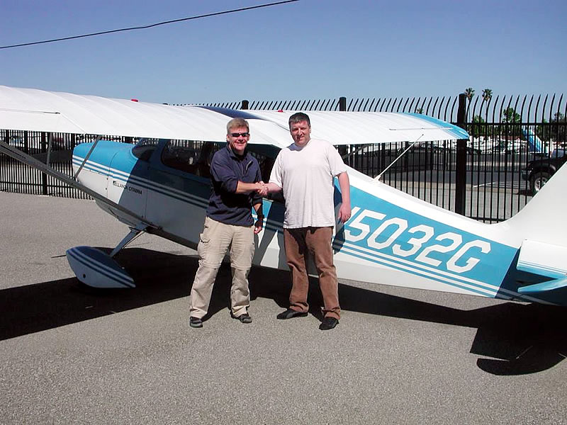 Paul Huckaby Soloes CItabria tailwheel at AeroDynamic Aviation flight training school San Jose San Francisco Bay Area California