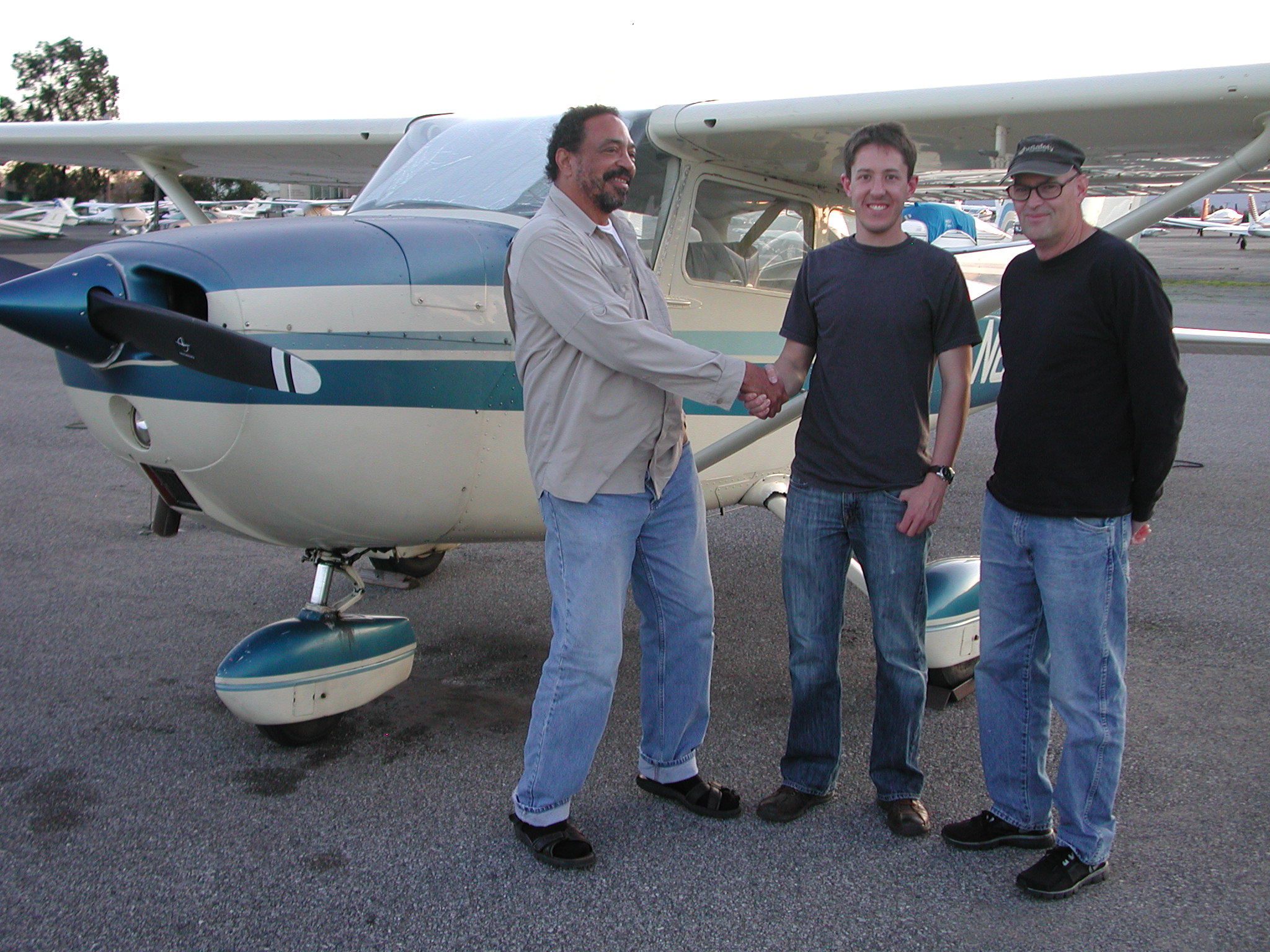 CFI Godfrey Watson, Andrew Snyder, and FAA Examiner Jim Currier Andrew Snyder passed private Checkride