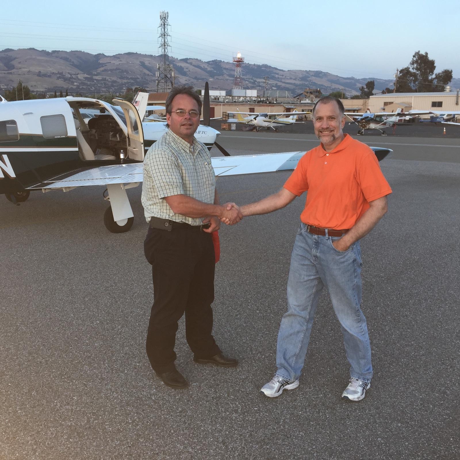 John D'Costa, newly certified instrument pilot with DPE Eric Cook