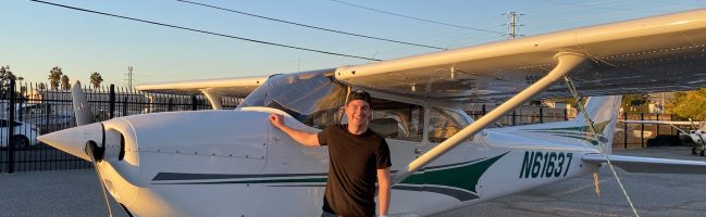 PPL checkride, N61637, pilot
